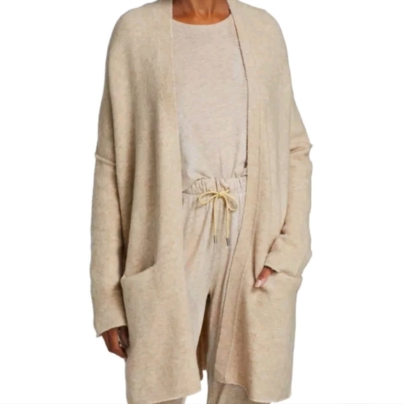ATM Anthony Thomas Melillo Wool Blend Oversized Slouchy Cardigan Oatmeal Large - Picture 1 of 16